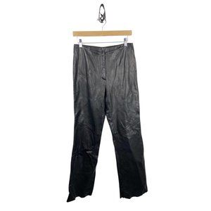 Black Leather Straight Leg Pants